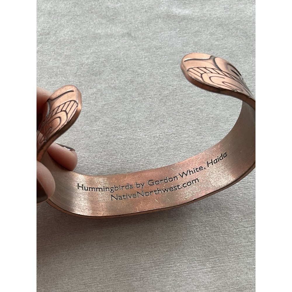 Hummingbirds By Gordon White Haida Native Copper Cuff Bracelet Estate Jewelry - Picture 2 of 7